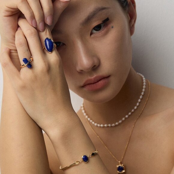 ✨ Artisan Original Lapis Lazuli Crystal Point Ring | S925 Gold Minimalist - Picture 11 of 14